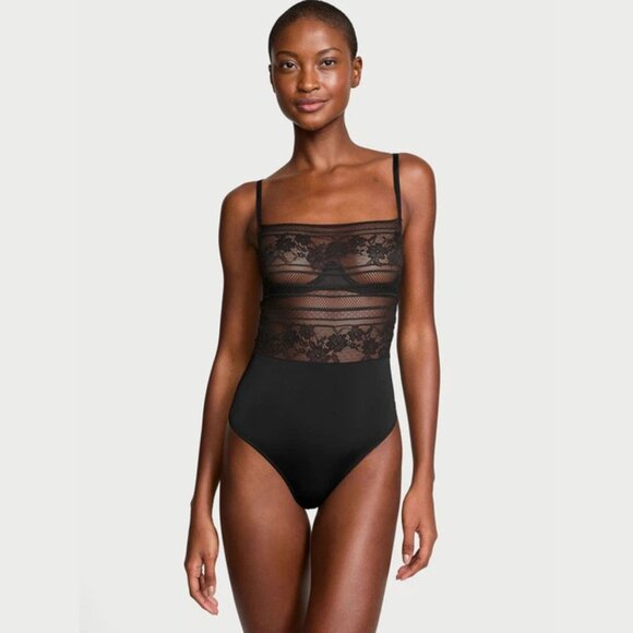 New! Victoria’s Secret Black Floral Lace One Piece Swimsuit Size XS 41829 - Picture 2 of 12